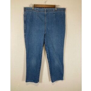 Casual White Stag Women L 12/14 Petite Medium Blue Stretch Pull On Denim Pants